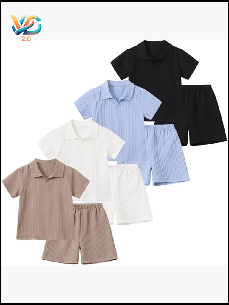 Boys 8-Piece Shorts Set Short Sleeve T-Shirts & Shorts Summer Clothes